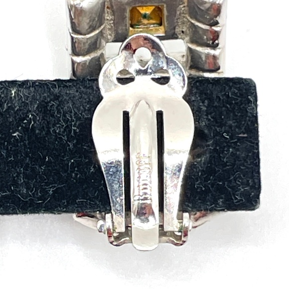 Bogoff Signed Vintage Rhinestone Panel Bracelet Clip Earrings Set - Picture 15 of 15